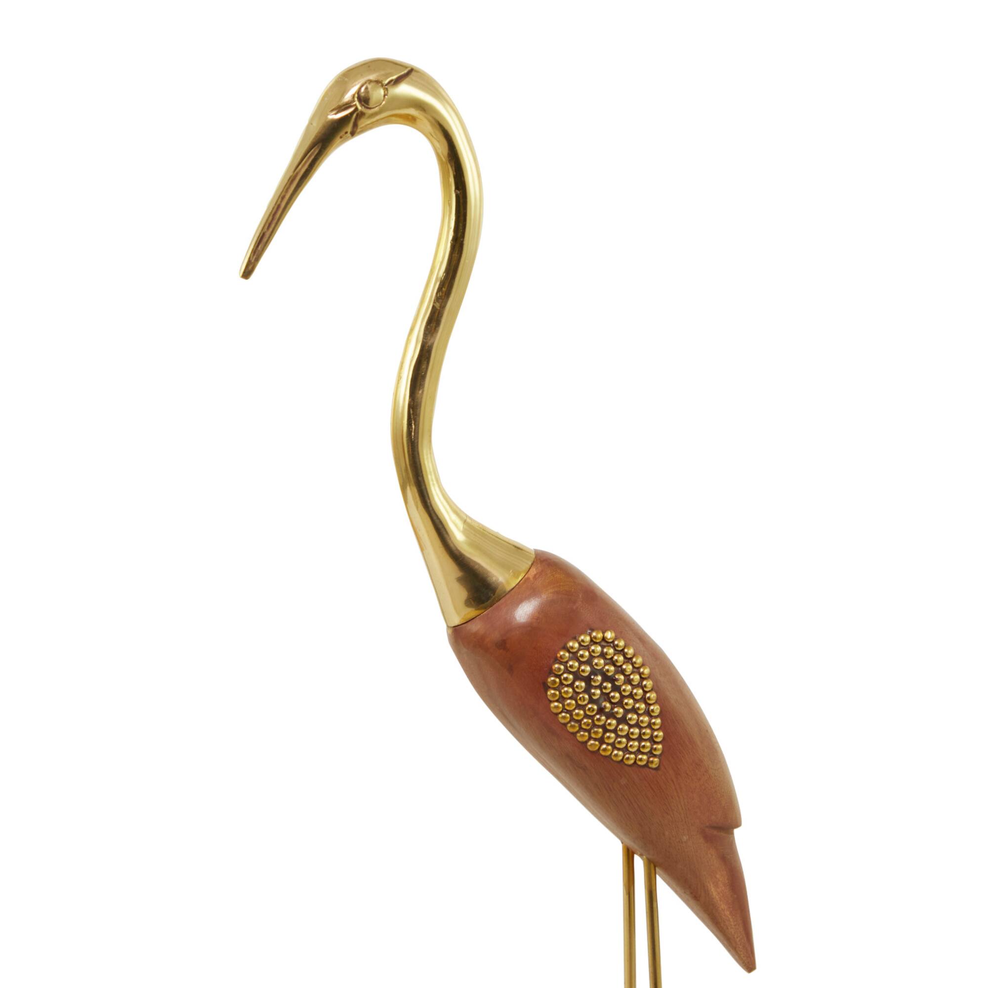 Gold Wood & Metal Bird Sculpture Set